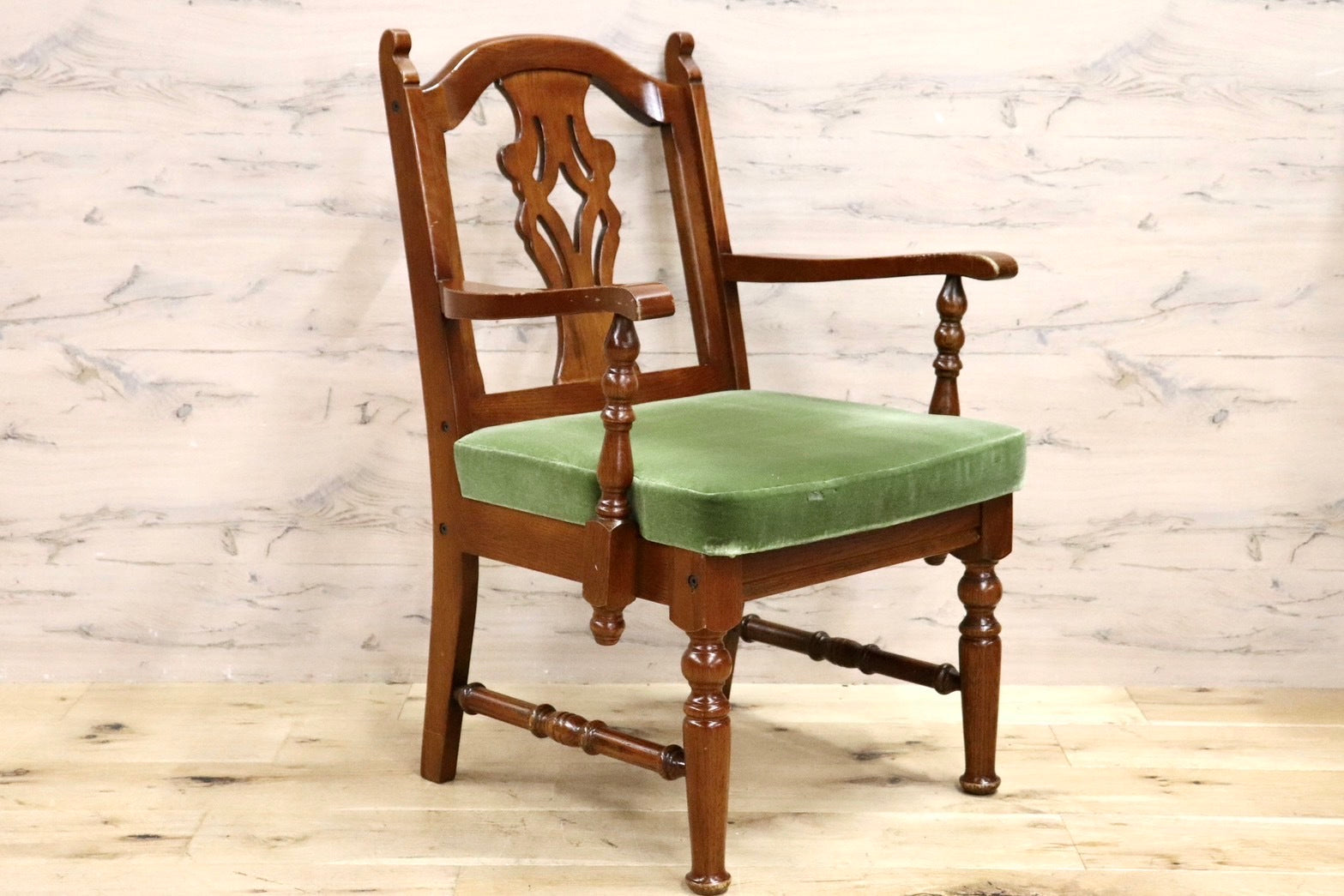 GMHS366C○三越ブルージュ Brugge ダイニングチェア 食卓椅子 アームチェア ヨーロピアン クラシック 英国カントリー モケットグリーン