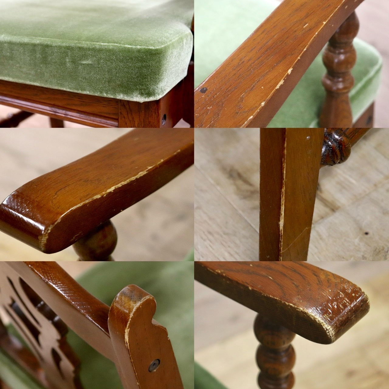 GMHS366C○三越ブルージュ Brugge ダイニングチェア 食卓椅子 アームチェア ヨーロピアン クラシック 英国カントリー モケットグリーン