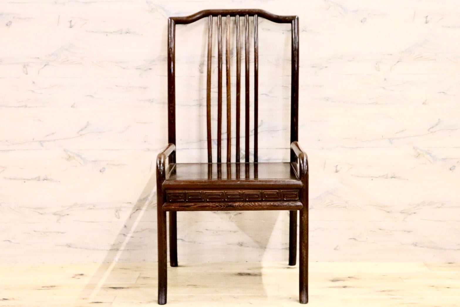 GMHS378H○唐木家具 鉄刀木 ダイニングチェア 食卓椅子 セミアームチェア アジアン ヴィンテージ オリエンタル 中国美術 椅子 木製家具