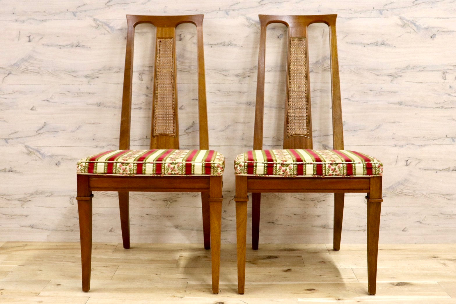 GMHK700A○DREXEL HERITAGE / ドレクセルヘイジ ダイニングチェア 椅子 デスクチェア 2脚セット マホガニー ファブリック アンティーク