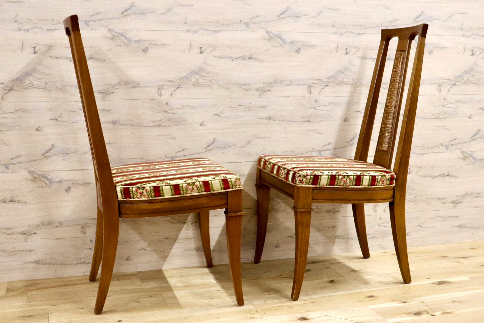 GMHK700A○DREXEL HERITAGE / ドレクセルヘイジ ダイニングチェア 椅子 デスクチェア 2脚セット マホガニー ファブリック アンティーク