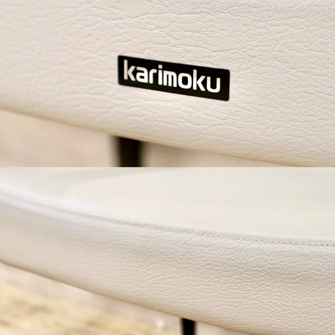 GMHK743B○karimoku / カリモク ダイニングチェア アームチェア 食卓椅子 2脚セット 合皮 アイボリー モダン 国産家具