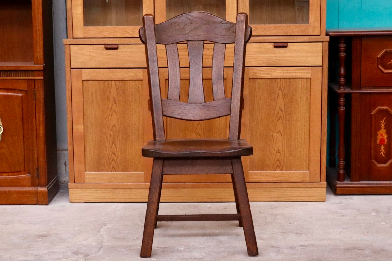 GMHS565E○オランダ製 ダッチカントリー ダイニングチェア 椅子 無垢 オーク材 民芸家具 堅牢 輸入家具 ヴィンテージ