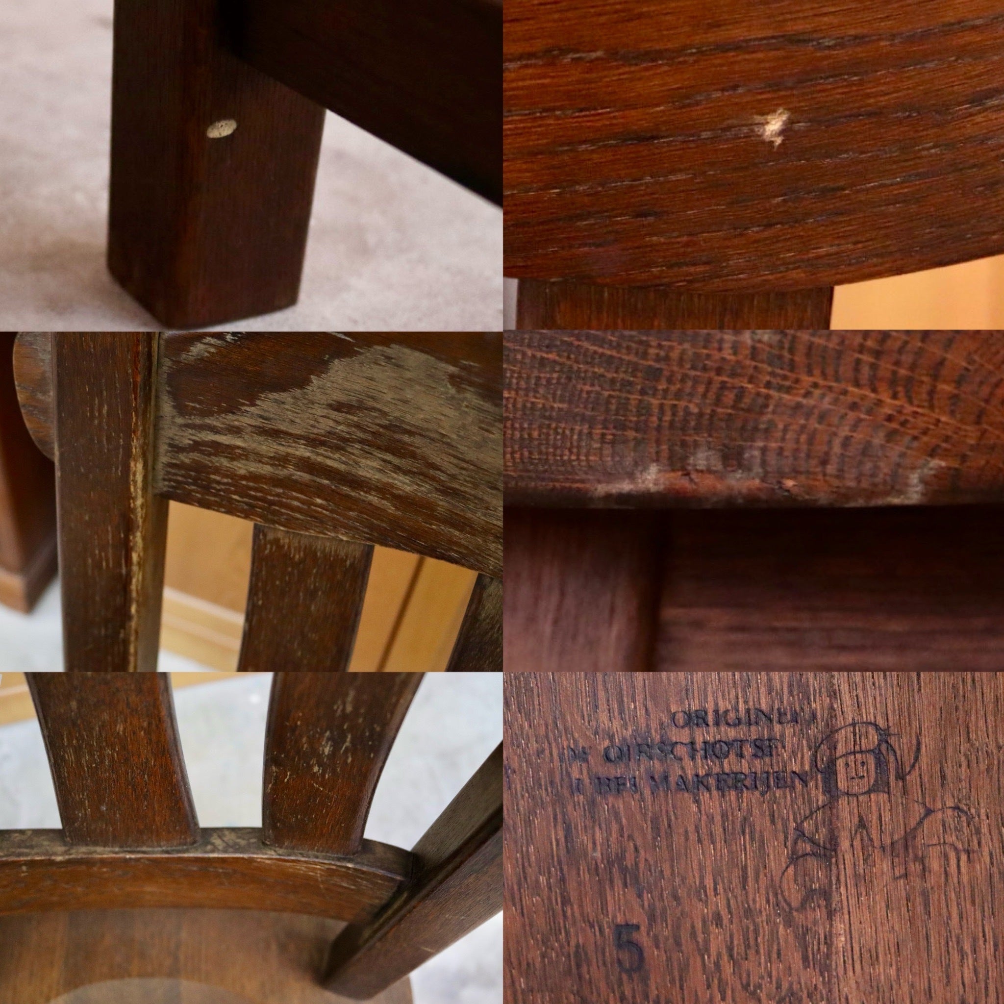 GMHS565E○オランダ製 ダッチカントリー ダイニングチェア 椅子 無垢 オーク材 民芸家具 堅牢 輸入家具 ヴィンテージ