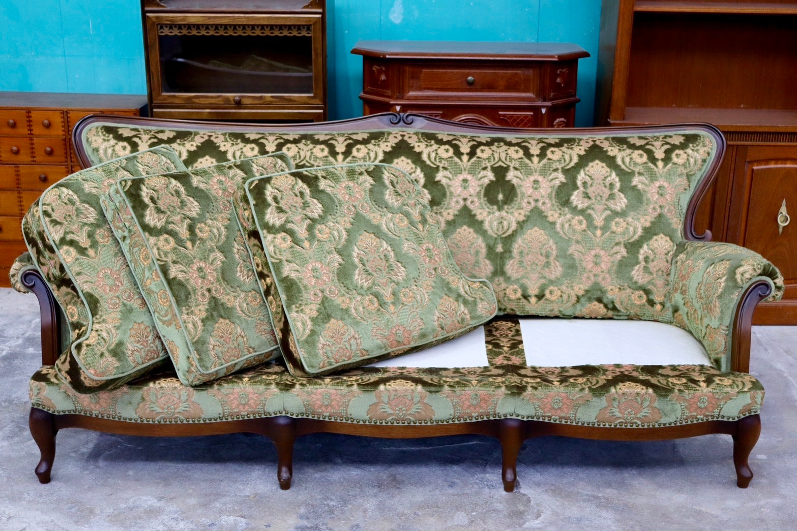 maruni 1人掛けソファ アンドリュー 花柄 カーキ ロココ調 椅子 家具