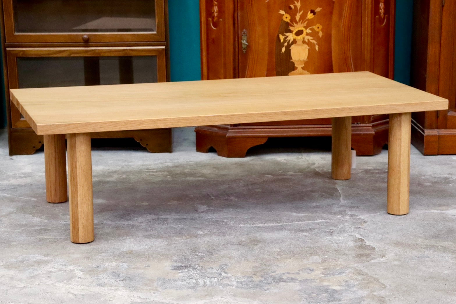 美品】浜本工芸 センター コーヒー テーブル リビング 無垢 オーク 40cm GMIK38B○無印良品 / MUJI オーク無垢材 パソコンデスク 作業台