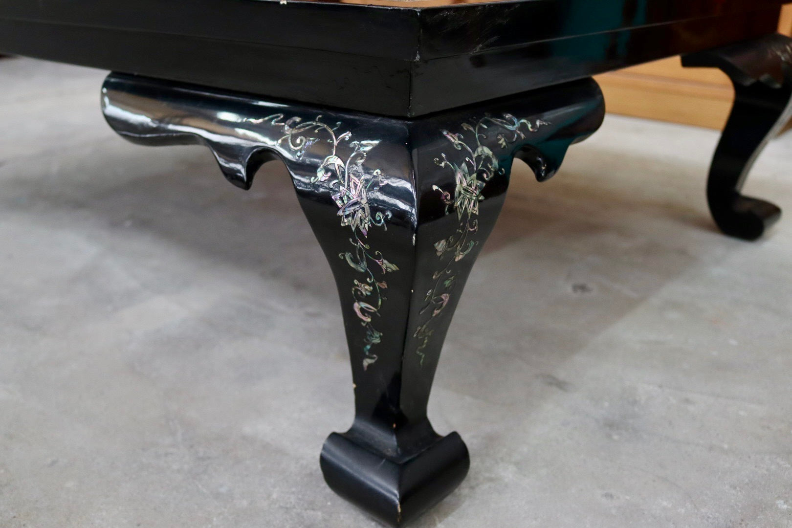 GMIS40○センターテーブル リビングテーブル 座卓 花鳥図 鶴亀 ローテーブル 螺鈿細工 アジア 李朝家具 ビンテージ アンティーク