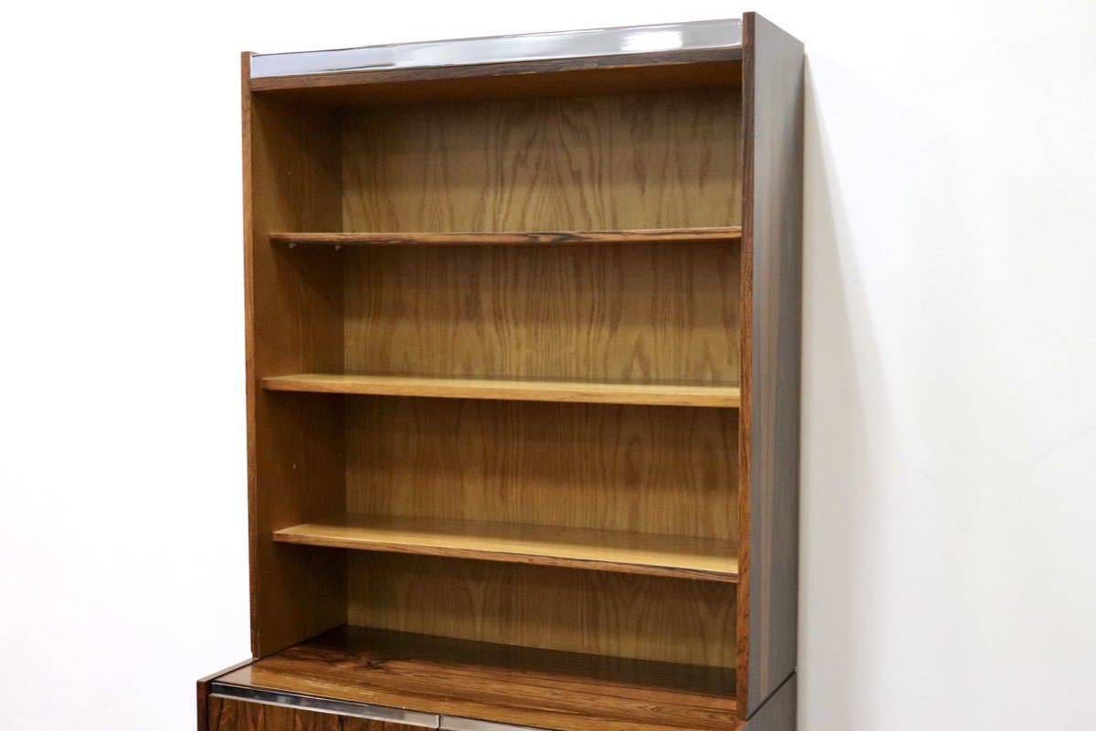 GMGK174○北欧 ヴィンテージ キャビネット 飾り棚 書棚 本棚 ブックシェルフ 収納家具 店舗什器 ディスプレイラック ローズウッド 希少