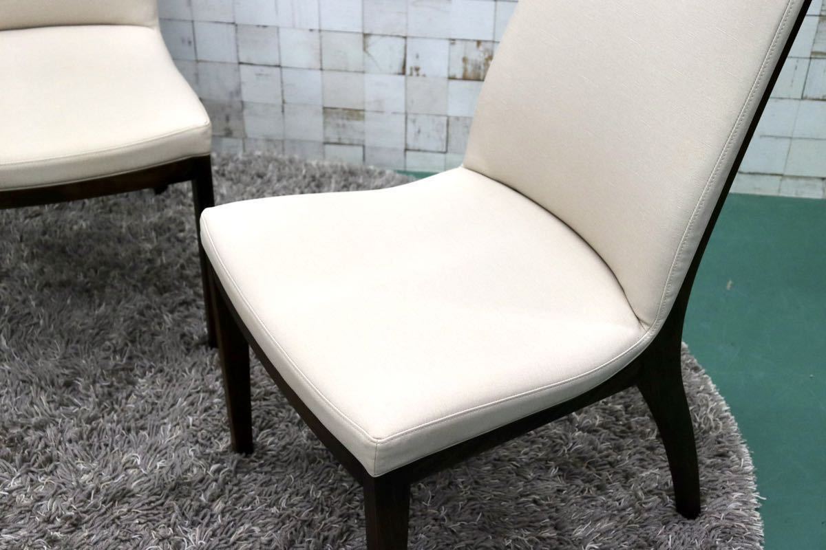 GMGK194○Chitano / チターノ カリモク ダイニングチェア 食卓椅子 イス チェア 2脚セット マニエラ アイボリー 定価約10.6万  美品