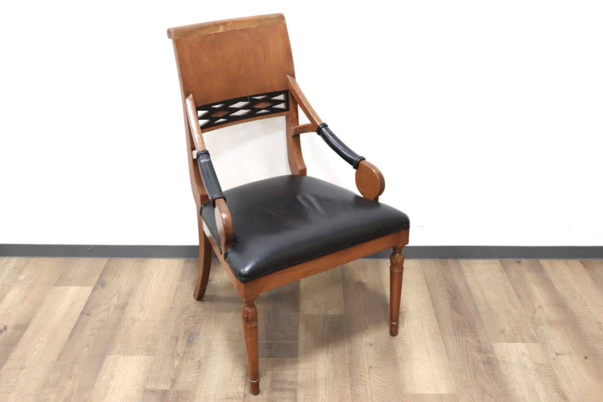 GMGN162G○イタリア製 クラシック モダン ダイニングチェア 椅子 セミアームチェア サロン チェア 本革 モダン 西洋 アール・ヌーヴォー