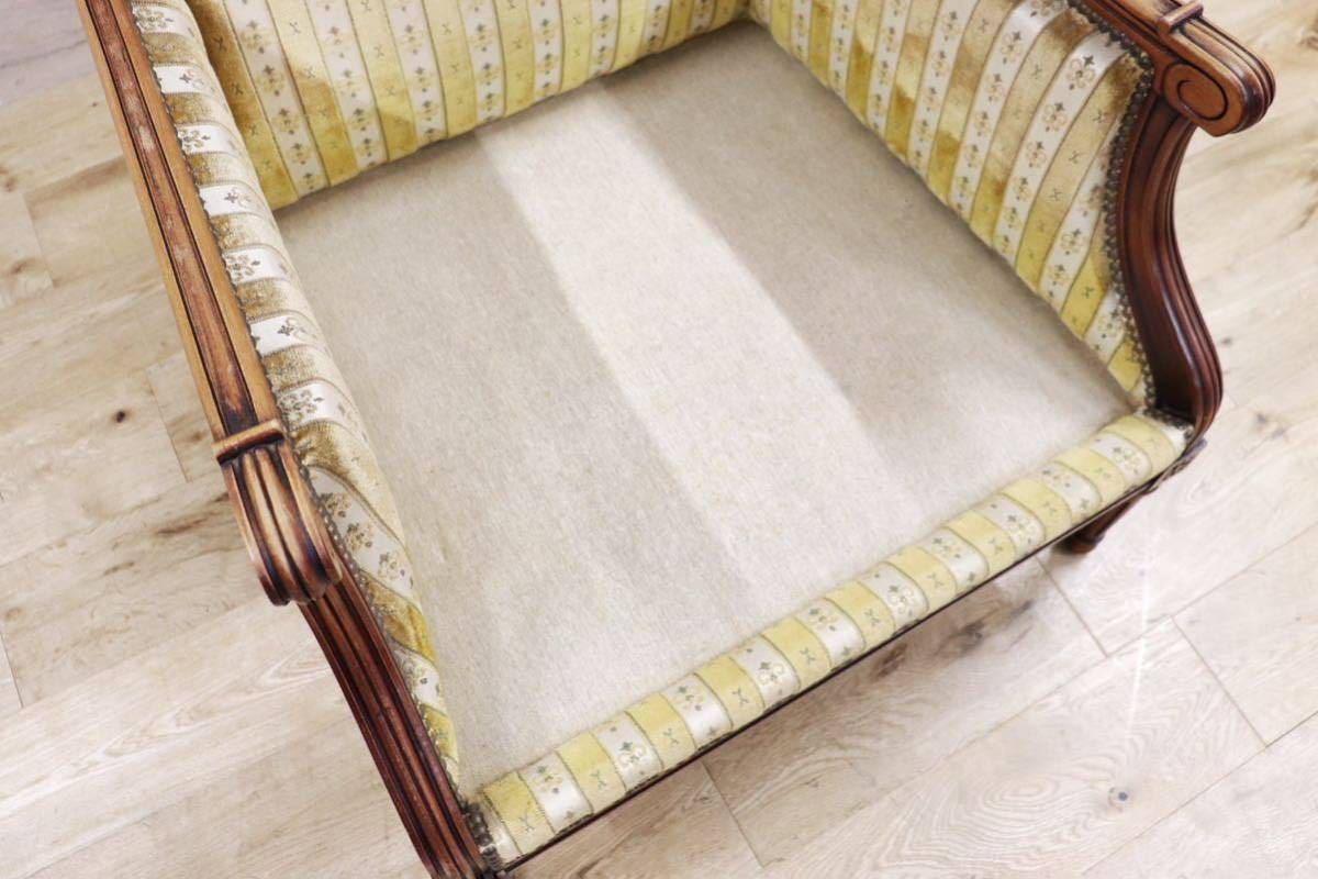 GMGN389A○英国 ヴィンテージ シングルソファ 1人掛けソファ ラウンジチェア 椅子 鋲打 ファブリック クラシカル アンティーク オールド