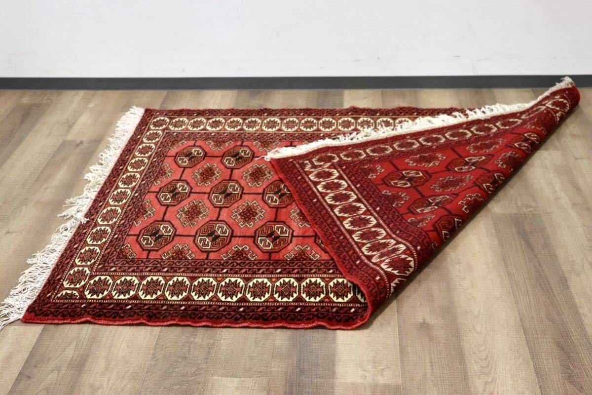 GMGO32○PELSIAN CARPETペルシャ絨毯 バルーチ地方 手織り カーペット ラグ トルクメン絨毯 トライバルラグ 未使用 デッドストック  一点物