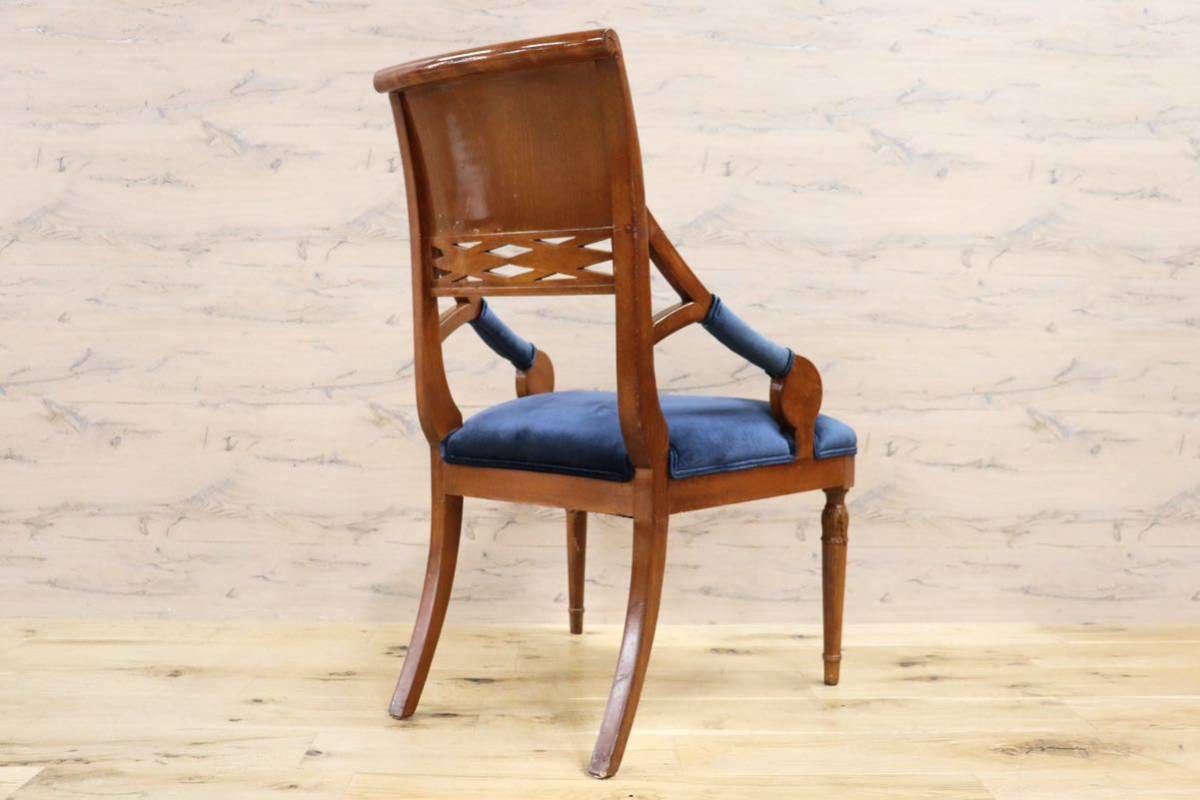 GMGN162○イタリア製 クラシック モダン ダイニングチェア 椅子 セミアームチェア ベロア 西洋 アール・ヌーヴォー