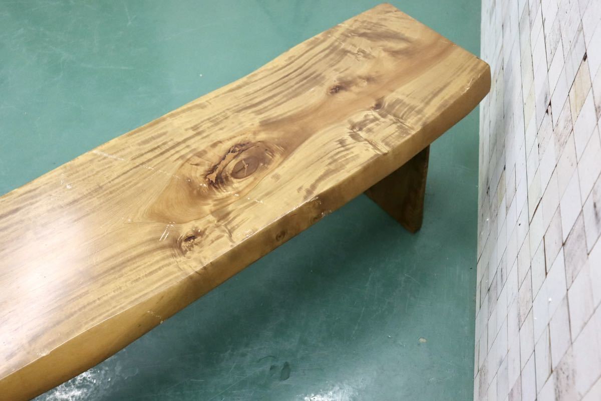 GMFT228B○一枚板 木製ベンチ ダイニングベンチ 店舗什器 ローボード 花台 置台 長椅子 ベンチ 無垢 和モダン アンティーク