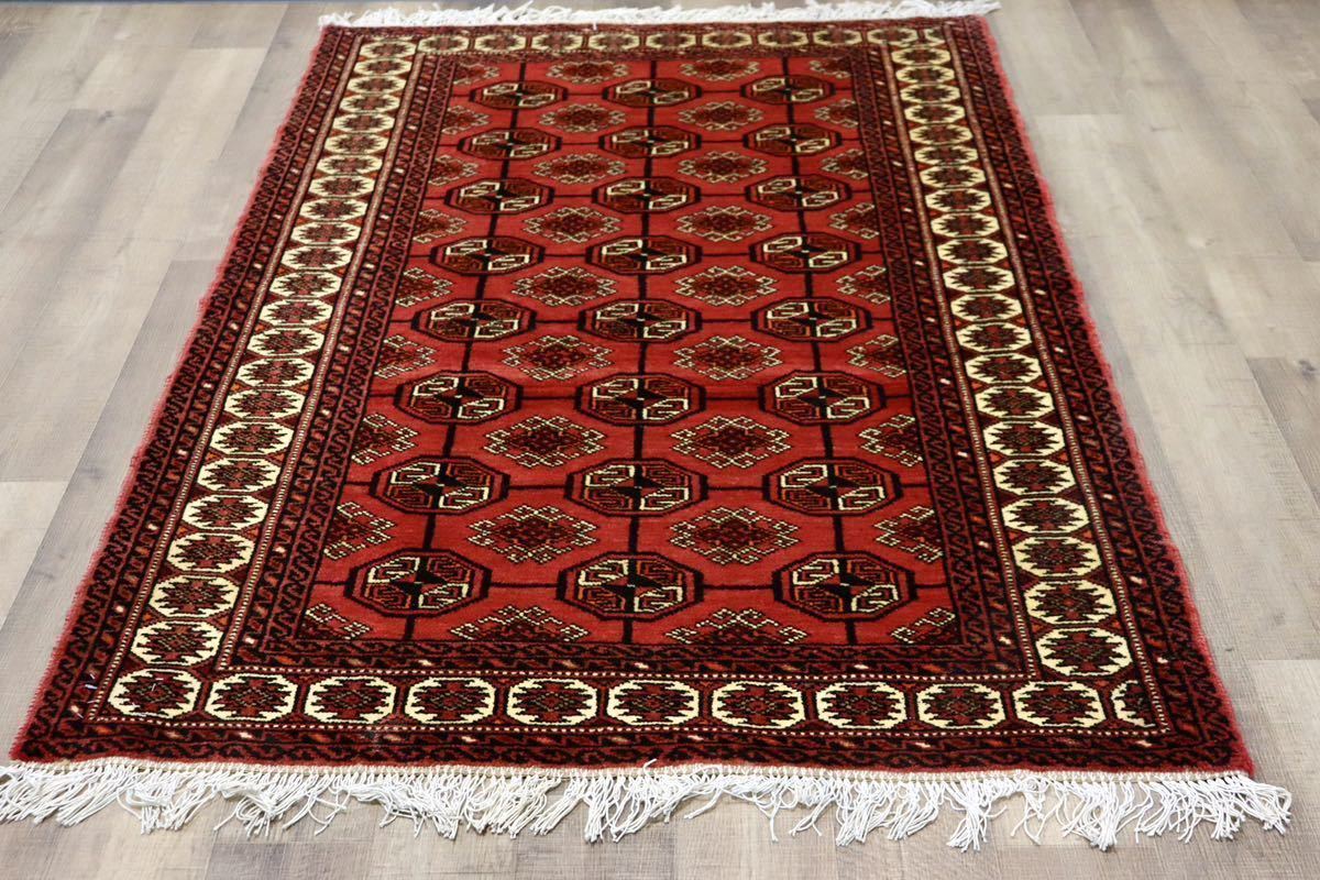 新品］ペルシャ絨毯・手織り・トルキャマン産 ・トライバルラグ83cm 