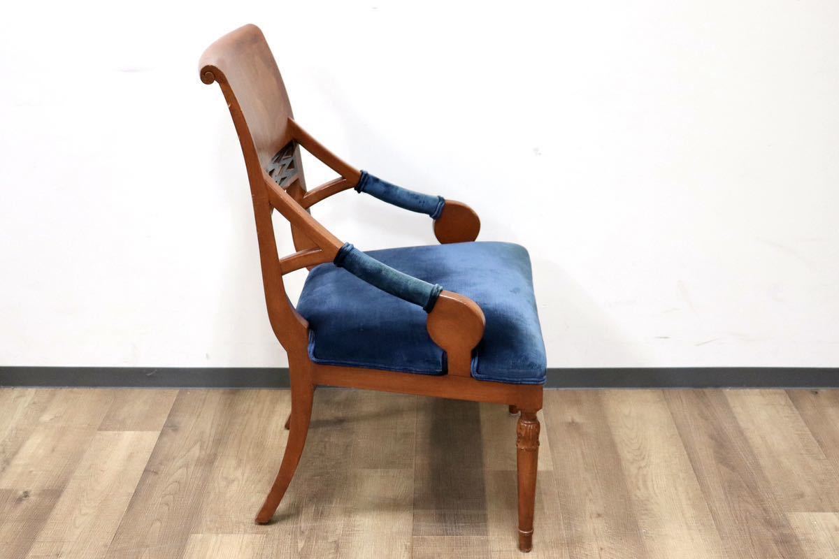 GMGN162E○イタリア製 クラシック モダン ダイニングチェア 椅子 セミアームチェア サロン チェア ベロア モダン 西洋 アール・ヌーヴォー