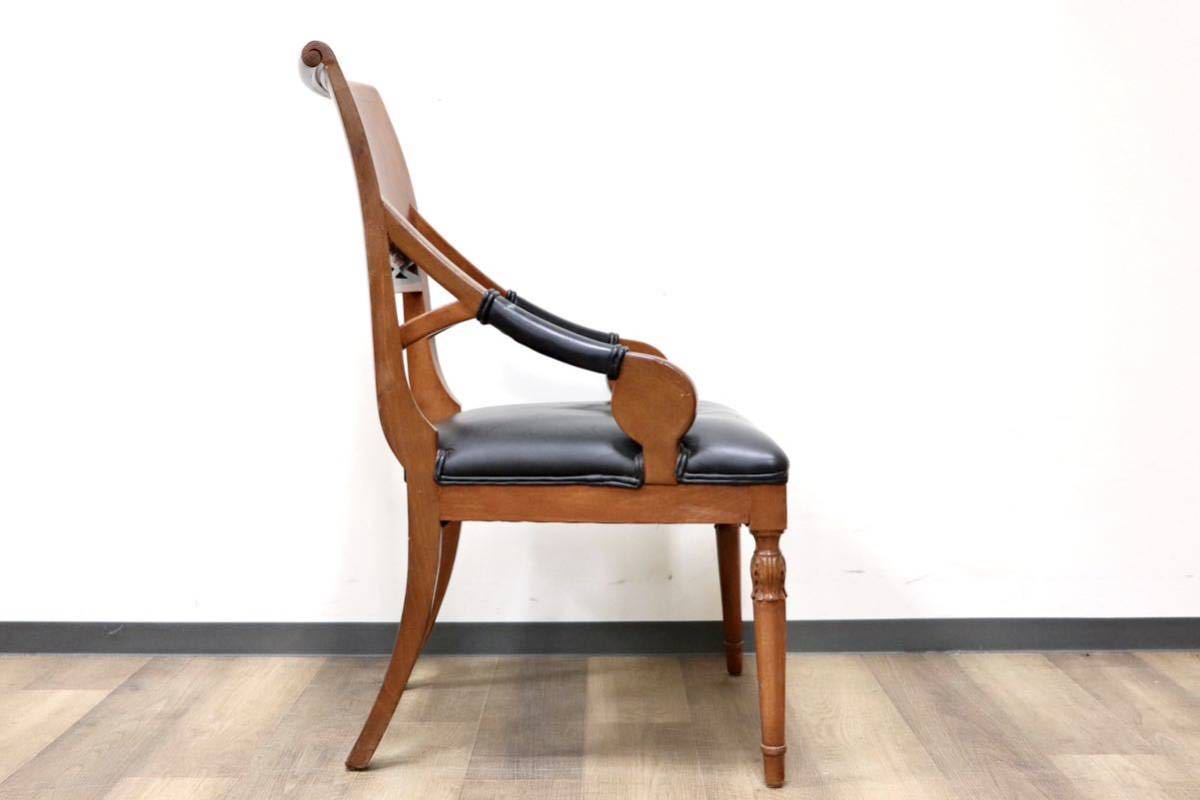 GMGN162G○イタリア製 クラシック モダン ダイニングチェア 椅子 セミアームチェア サロン チェア 本革 モダン 西洋 アール・ヌーヴォー