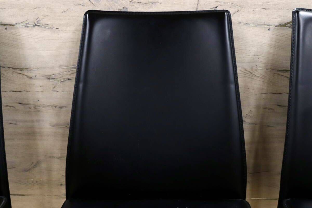 GMHS52○Calligaris / カリガリス ダイニングチェア 椅子 4脚セット 黒 レザー イタリアモダン スタイリッシュ カンチレバー