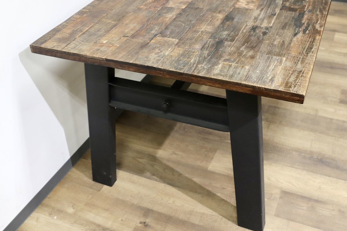 GMGN303○Dutchbone / ダッチボーン ダイニングテーブル 古材 スチール インダストリアル 工業系 無垢材 オランダ 家具 希少