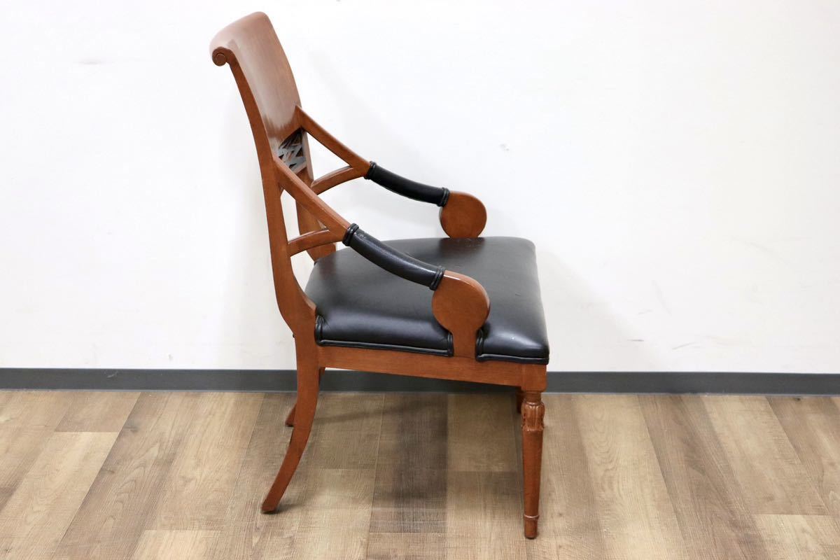 GMGN162F○イタリア製 クラシック モダン ダイニングチェア 椅子 セミアームチェア サロン チェア 本革 モダン 西洋 アール・ヌーヴォー