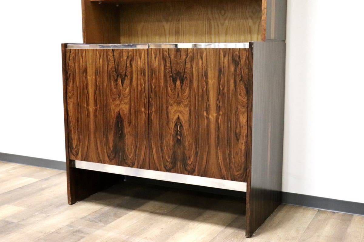 GMGK174○北欧 ヴィンテージ キャビネット 飾り棚 書棚 本棚 ブックシェルフ 収納家具 店舗什器 ディスプレイラック ローズウッド 希少