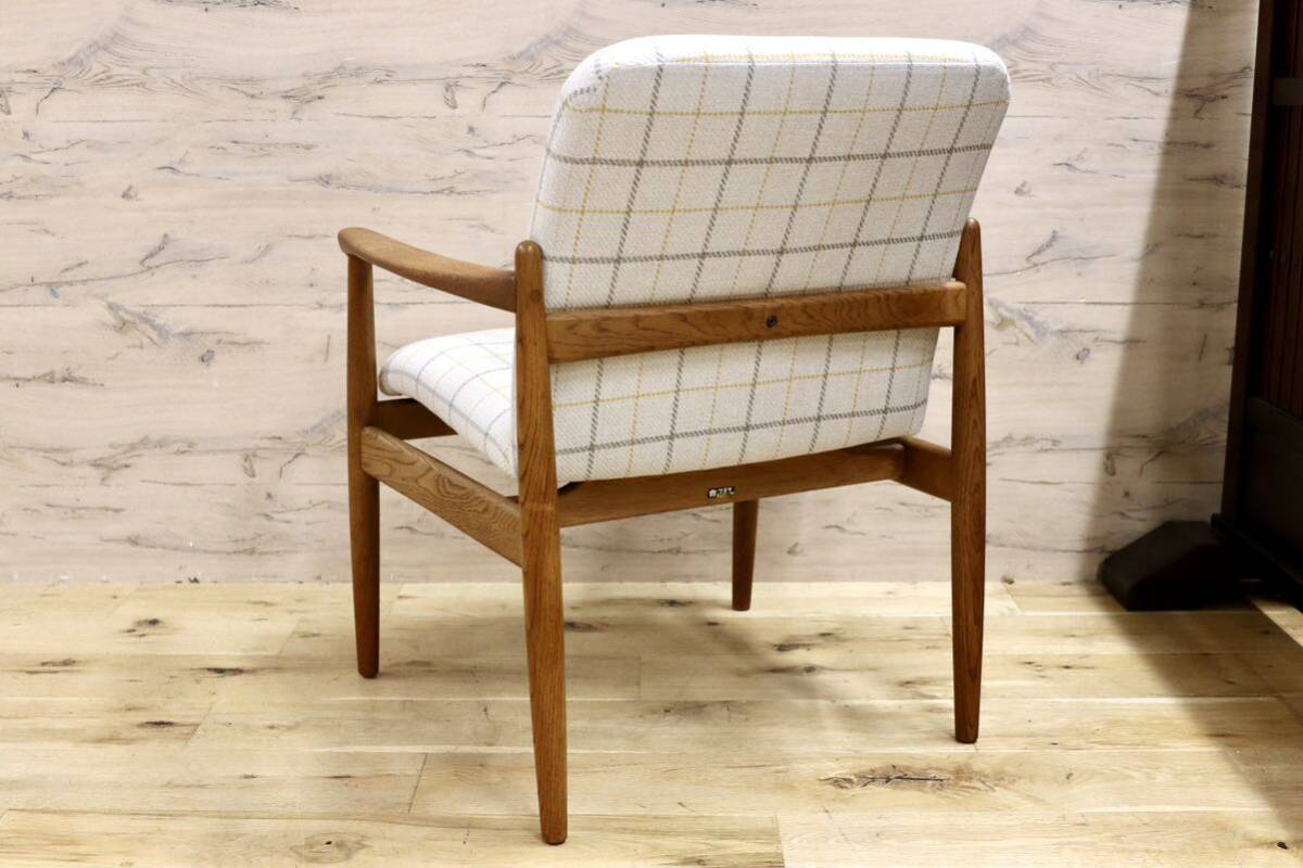 GMHK3A○オールドカリモク karimoku アームチェア 椅子 ラウンジチェア ダイニングチェア 楢無垢材 北欧スタイル ヴィンテージ リペア済