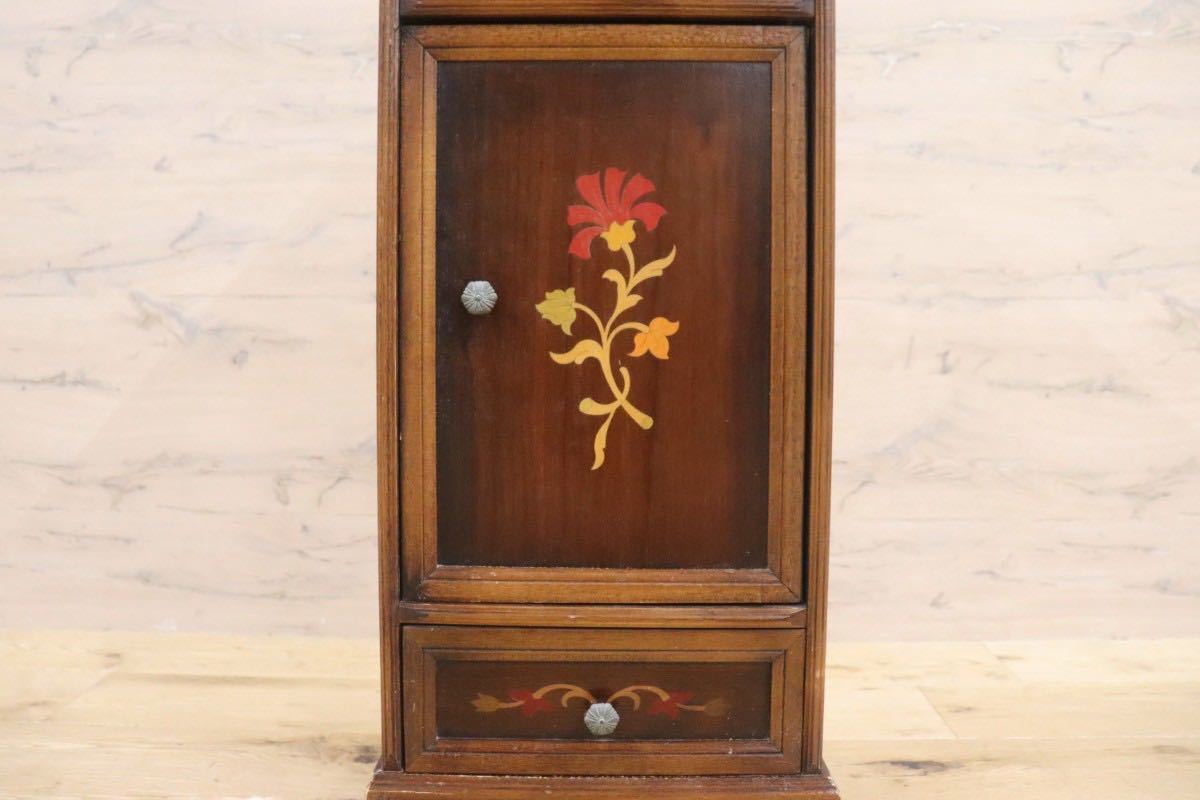 GMFS312○イタリア 西洋 クラシック 電話台 花台 飾り台 木製 リビング収納 レトロ 花柄