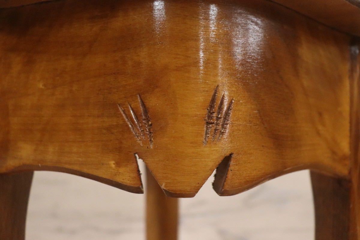 GMGH247○イタリア製 花台 飾り棚 電話台 ランプテーブル 彫刻 猫脚 クラシック イギリス ヨーロッパ家具 西洋 アンティーク