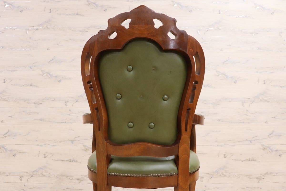 GMGK317B○イタリアヴィンテージ ヨーロピアン ヴェローナクラシック ダイニングチェア 革張り 猫脚 ヨーロッパ家具 アンティーク