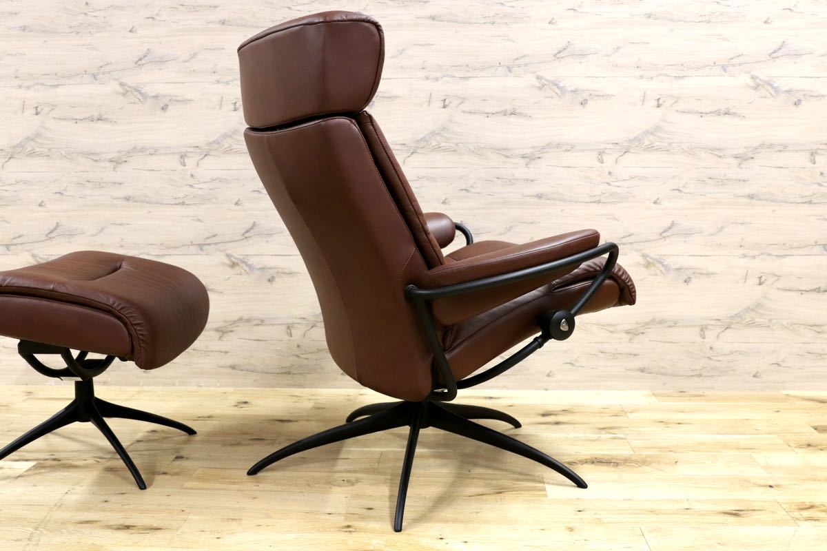 GMGF71○EKORNES / エコーネス ストレスレス トーキョー リクライニングチェア M 北欧 ノルウェー ブラウン 本革 定価約35.2万 展示品