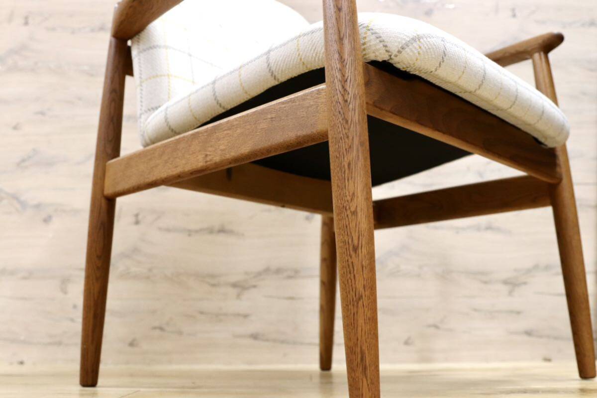 GMHK3A○オールドカリモク karimoku アームチェア 椅子 ラウンジチェア ダイニングチェア 楢無垢材 北欧スタイル ヴィンテージ リペア済