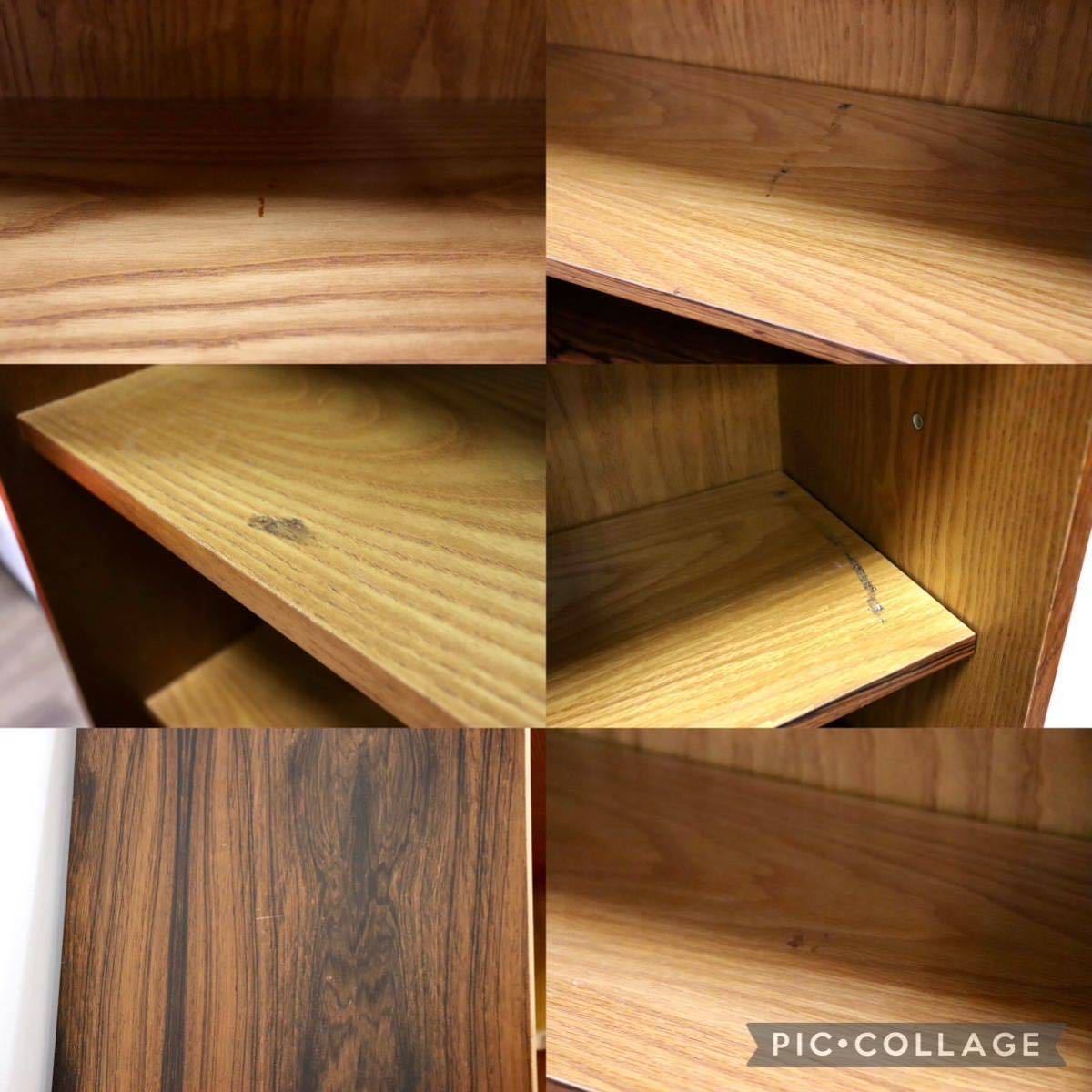 GMGK174○北欧 ヴィンテージ キャビネット 飾り棚 書棚 本棚 ブックシェルフ 収納家具 店舗什器 ディスプレイラック ローズウッド 希少