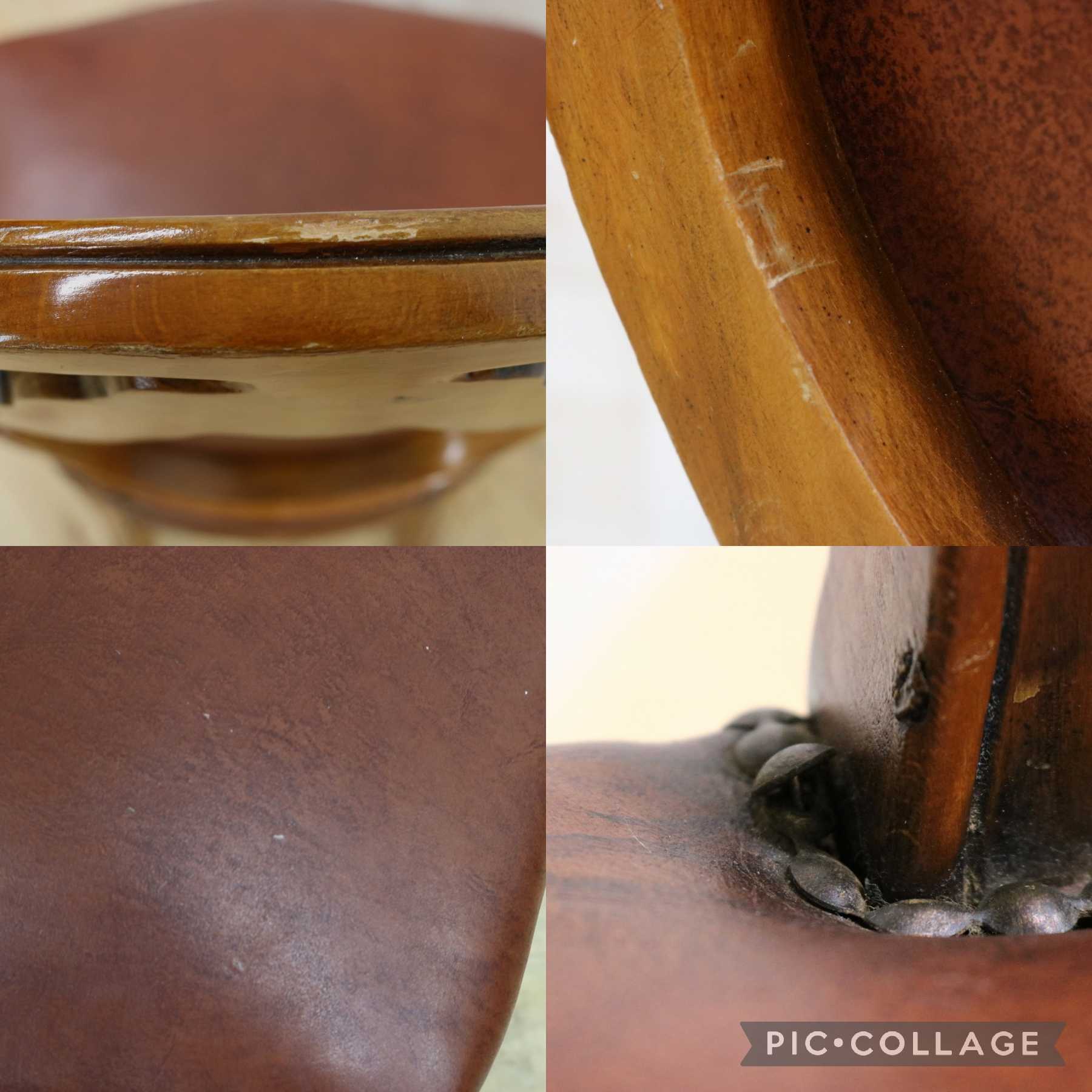 GMHH470C○イタリア製 ロココ調 ダイニングチェア 食卓椅子 レザー 鋲打ち 彫刻 アンティーク エレガント ヨーロピアン クラシック 猫脚