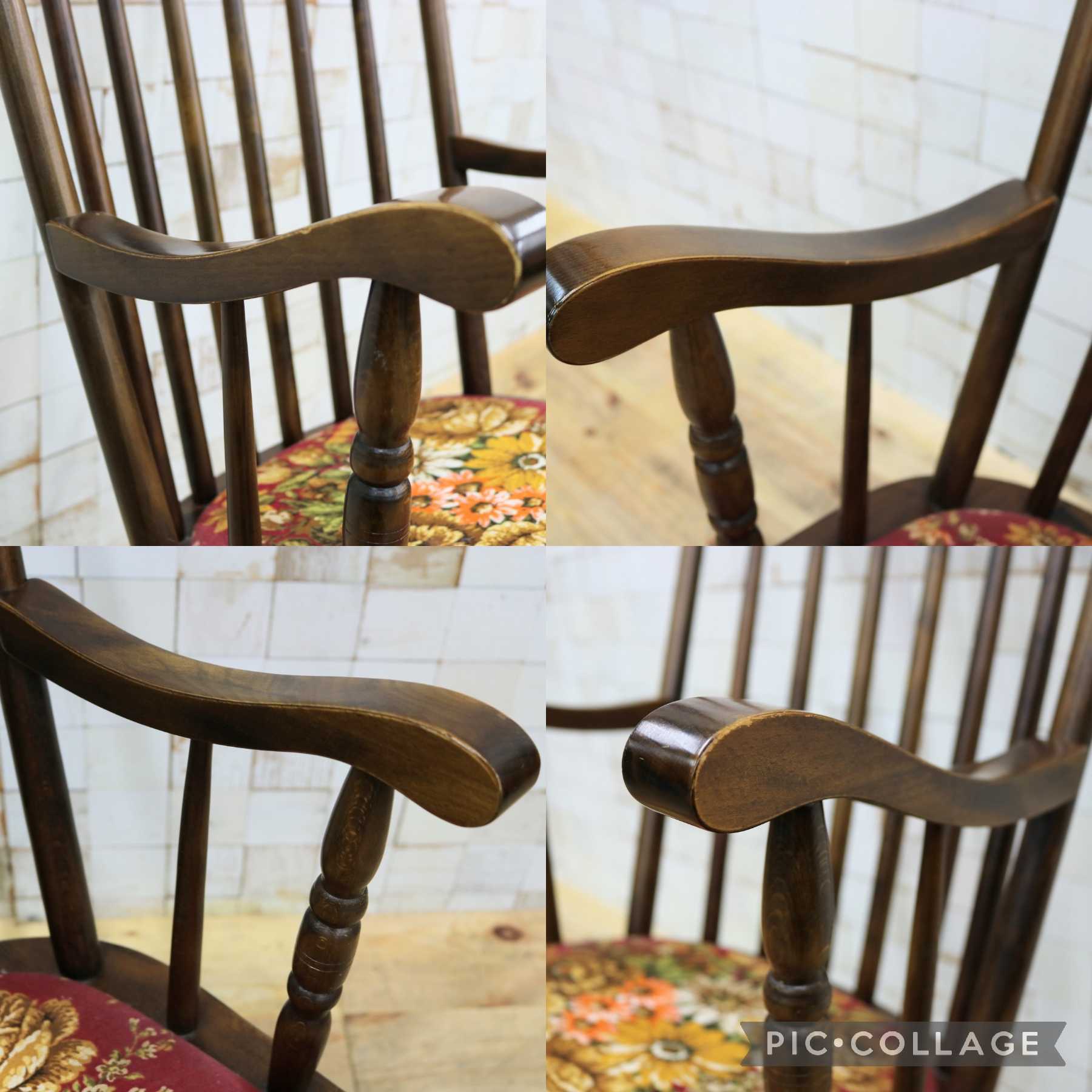 GMIK609○飛騨の家具 ヒダ・ダイネット ロッキングチェア 揺り椅子 ウィンザーチェア アームチェア ファブリック レトロ カントリー