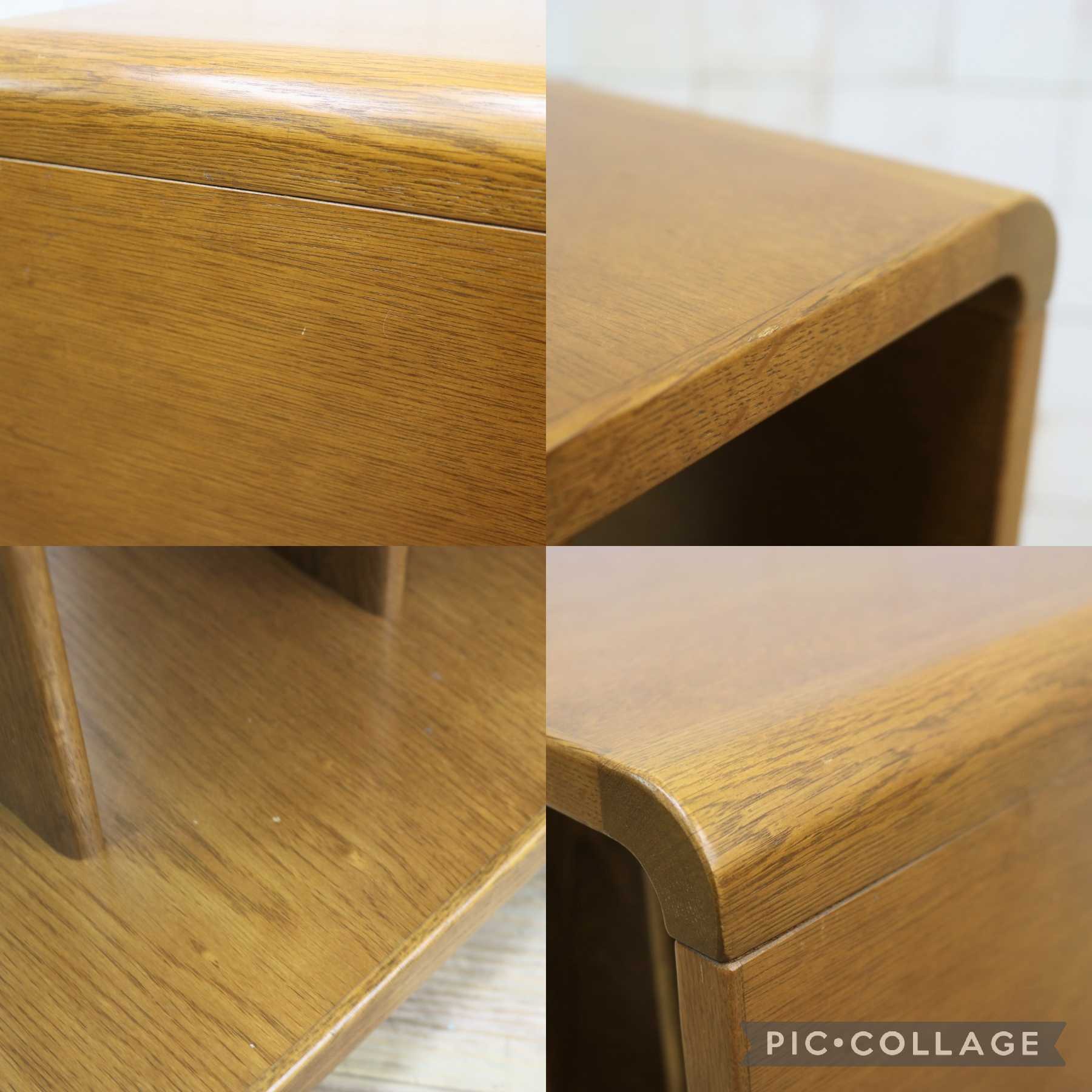 GMIK591○浜本工芸 / HAMAMOTO サイドテーブル リビングワゴン ローテーブル 花台 飾り台 キャスター付き 楢材 国産家具