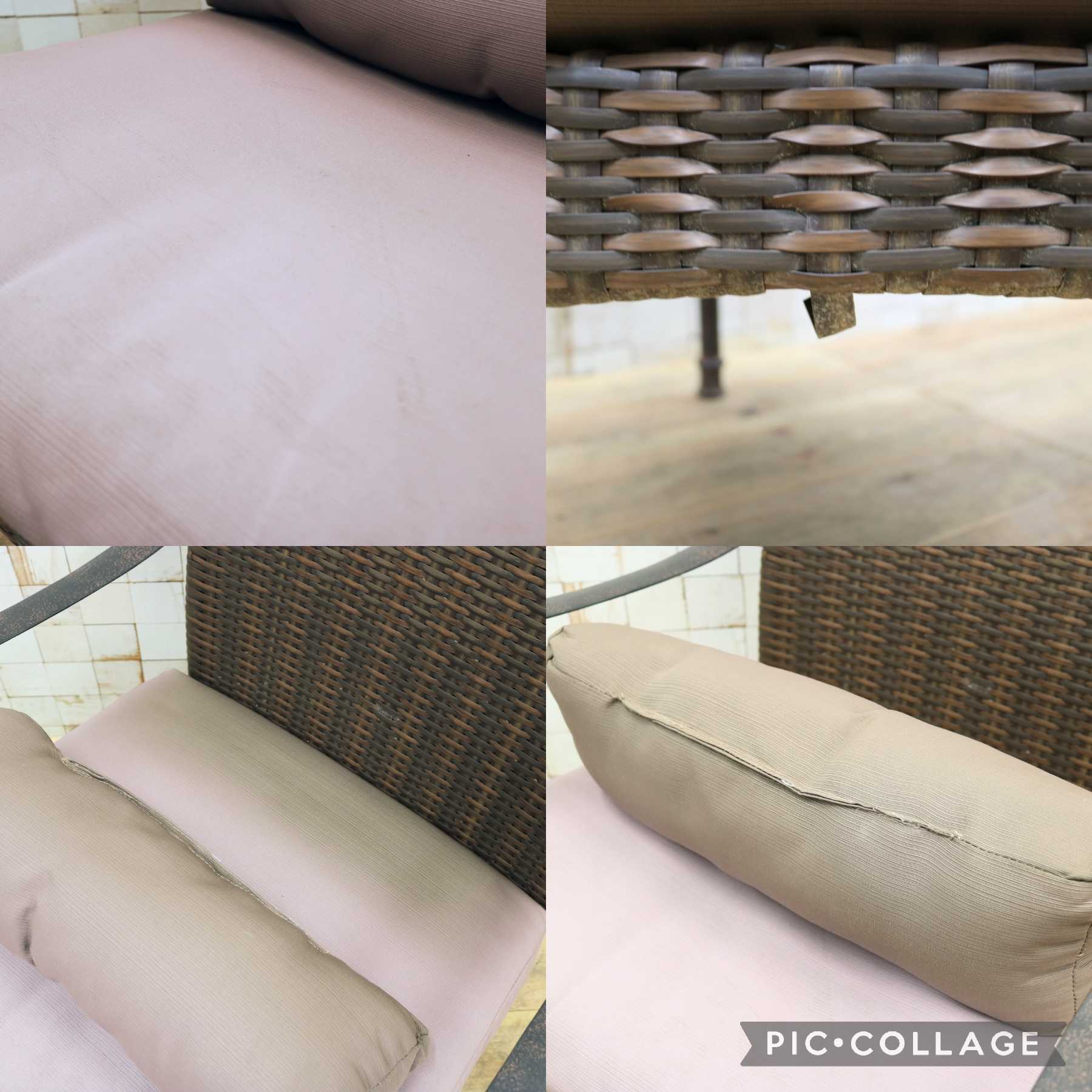 GMIK706B○ガーデンチェア アームチェア ラウンジチェア 椅子 一人掛け 編み込み 金属フレーム ブラウン ラタン調