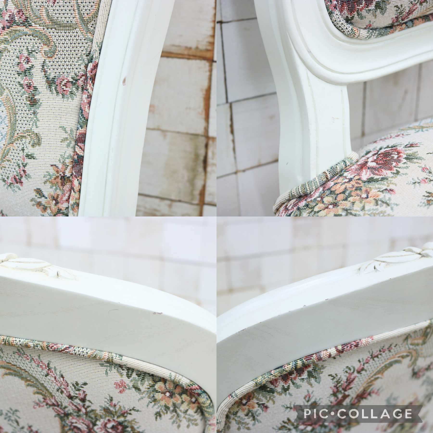 GMIS456B○西洋 アンティーク ダイニングチェア アームレスチェア 椅子 ファブリック 猫脚 クラシック エレガント ロココ調 ヨーロピアン