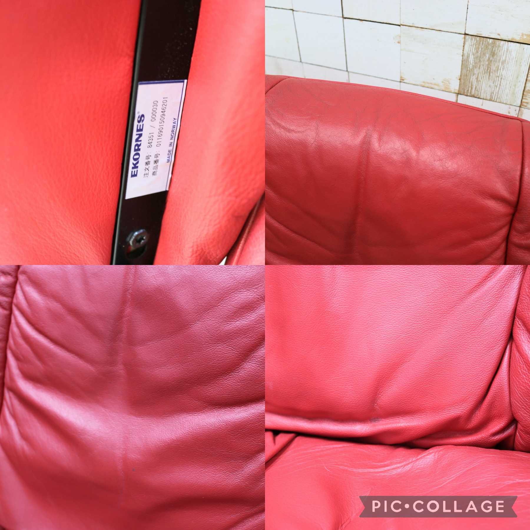 GMIS440B○EKORNES / エコーネス ストレスレスレノ Reno リクライニングチェア シングルソファ オットマン 赤 本革 北欧 ノルウェー