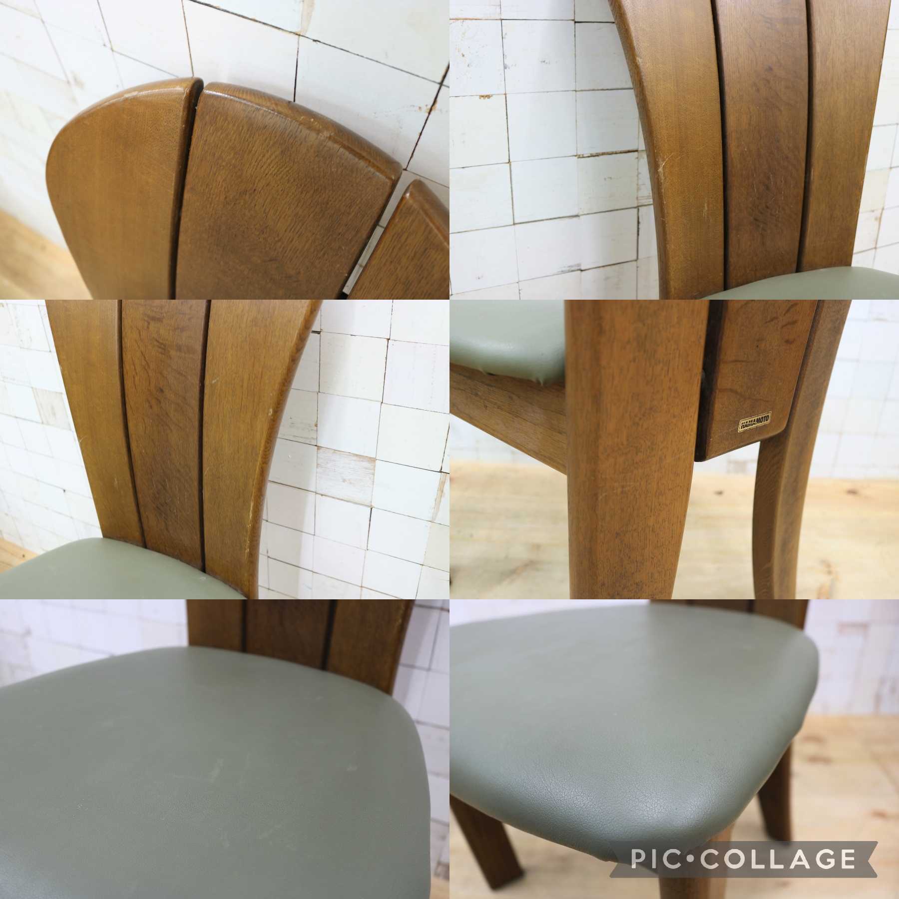 GMHH109A◯浜本工芸 / HAMAMOTO ダイニングチェア 食卓椅子 椅子 合皮 楢材 無垢 2脚セット モダン 国産家具