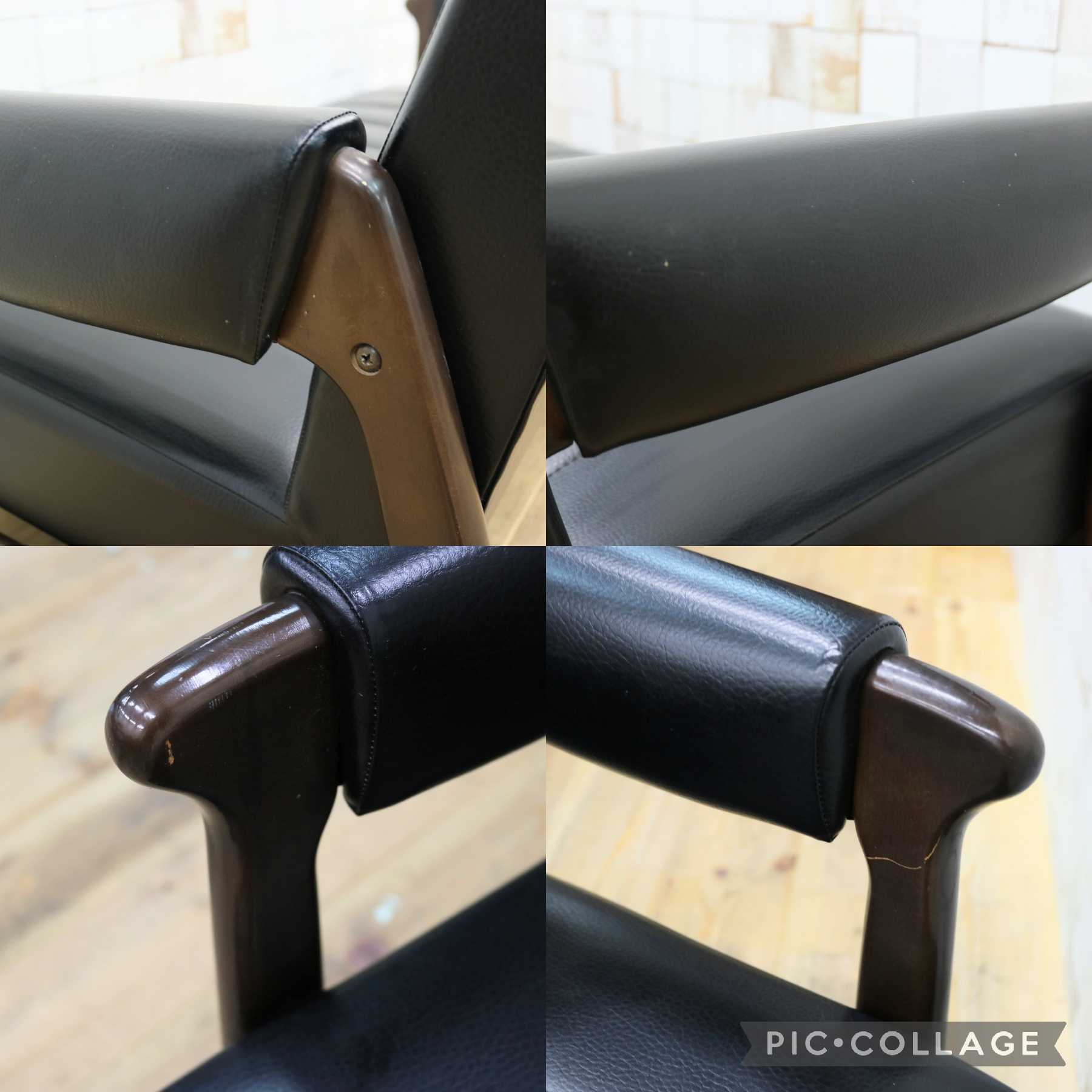 GMJH124C◯2人掛けソファ 2シーター ラブソファ 椅子 合皮 ブラック ミッドセンチュリー カリモク風 昭和レトロ カフェスタイル モダン