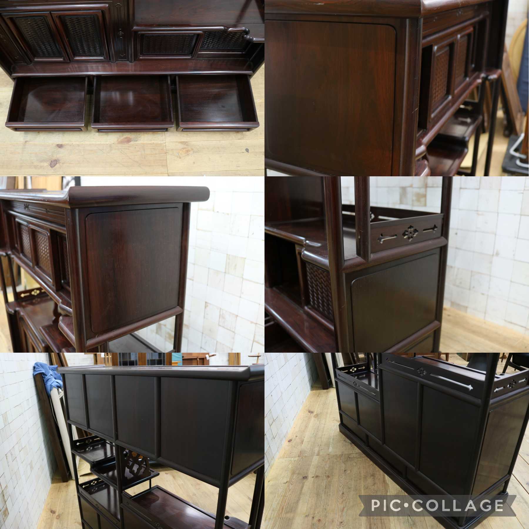 GMJH73◯茶棚 茶箪笥 飾り棚 収納棚 木製 和製アンティーク 和家具 和モダン 和室 座敷 古民家 昭和レトロ