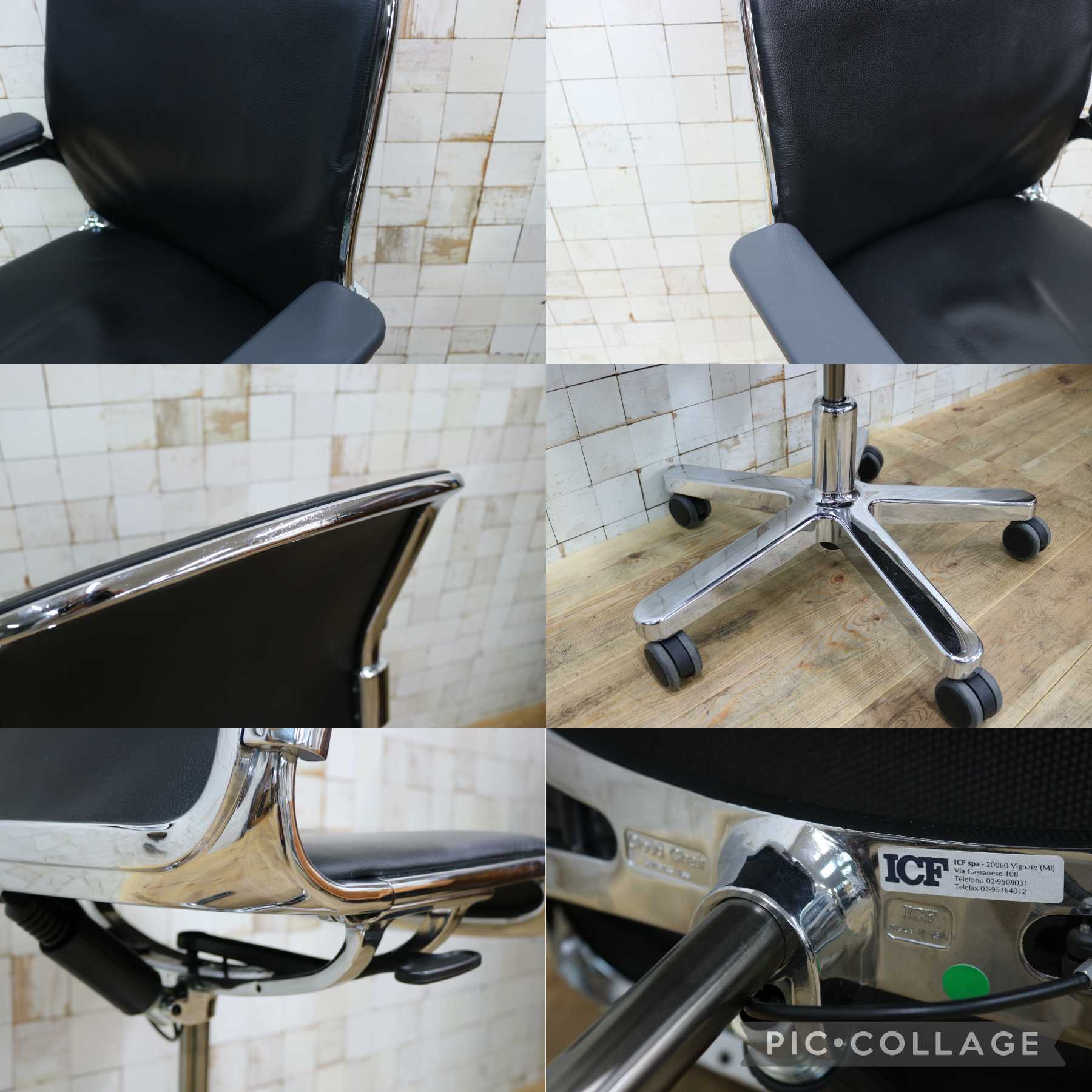 GMJH157C◯ICF / アイシーエフ クラウドチェア デスクチェア オフィスチェア 昇降式 回転式 本革 キャスター付き オフィス イタリア モダン