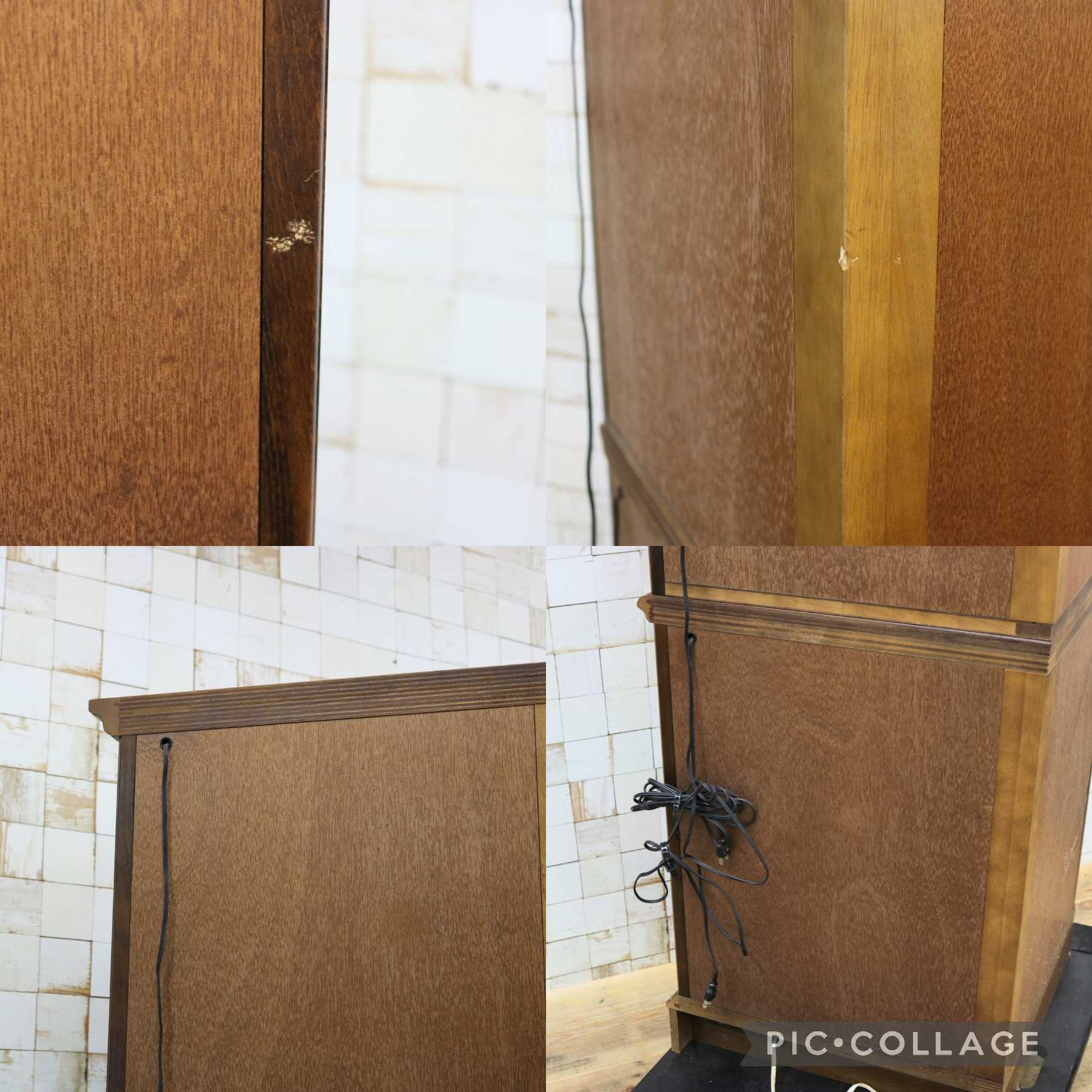 GMJK177◯karimoku / カリモク コロニアル コーナーキャビネット 飾り棚 キュリオケース コレクションボード 国産家具 アンティーク