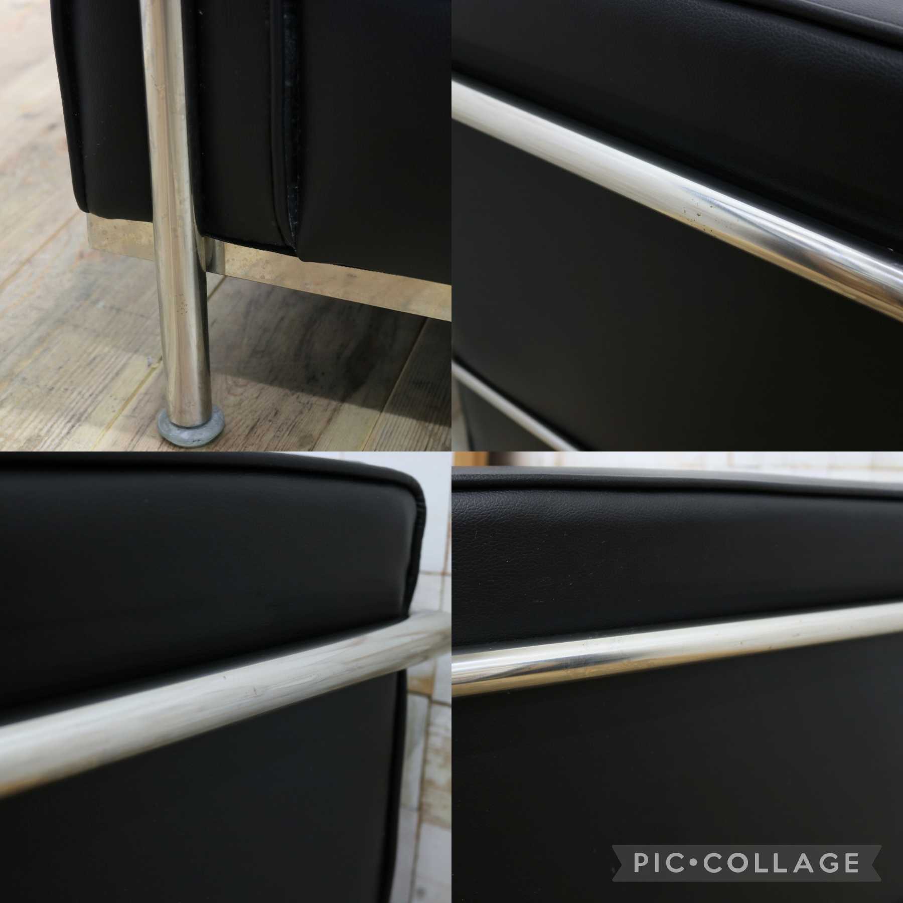 GMIK794◯ル・コルビュジエ LC2 シングルソファ 1人掛けソファ ラウンジチェア 合皮 ブラック オフィス 店舗什器 モダン リプロダクト
