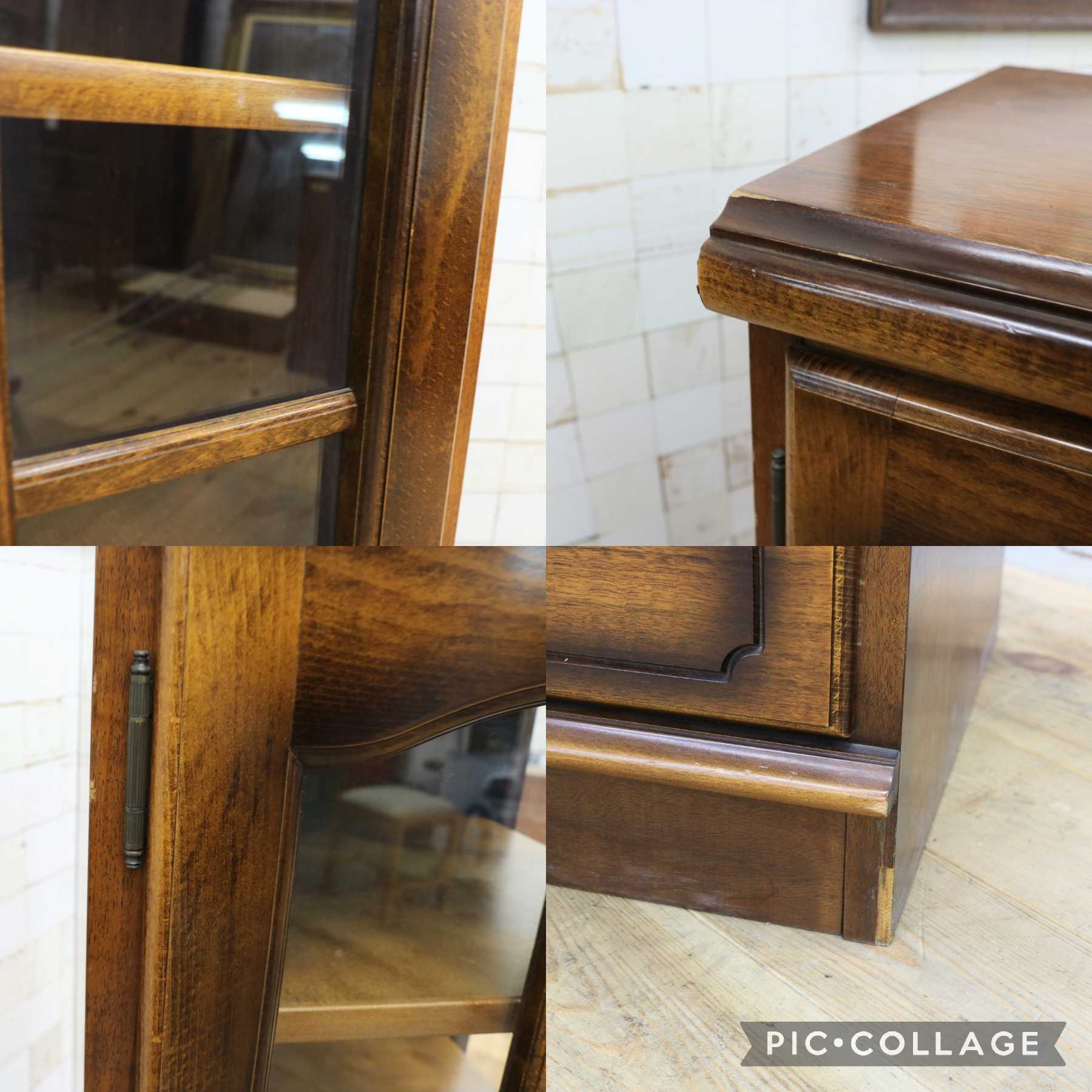 GMJS219A◯karimoku / カリモク コロニアル コーナーキャビネット 飾り棚 キュリオケース クラシック ヴィンテージ 国産家具 レトロ