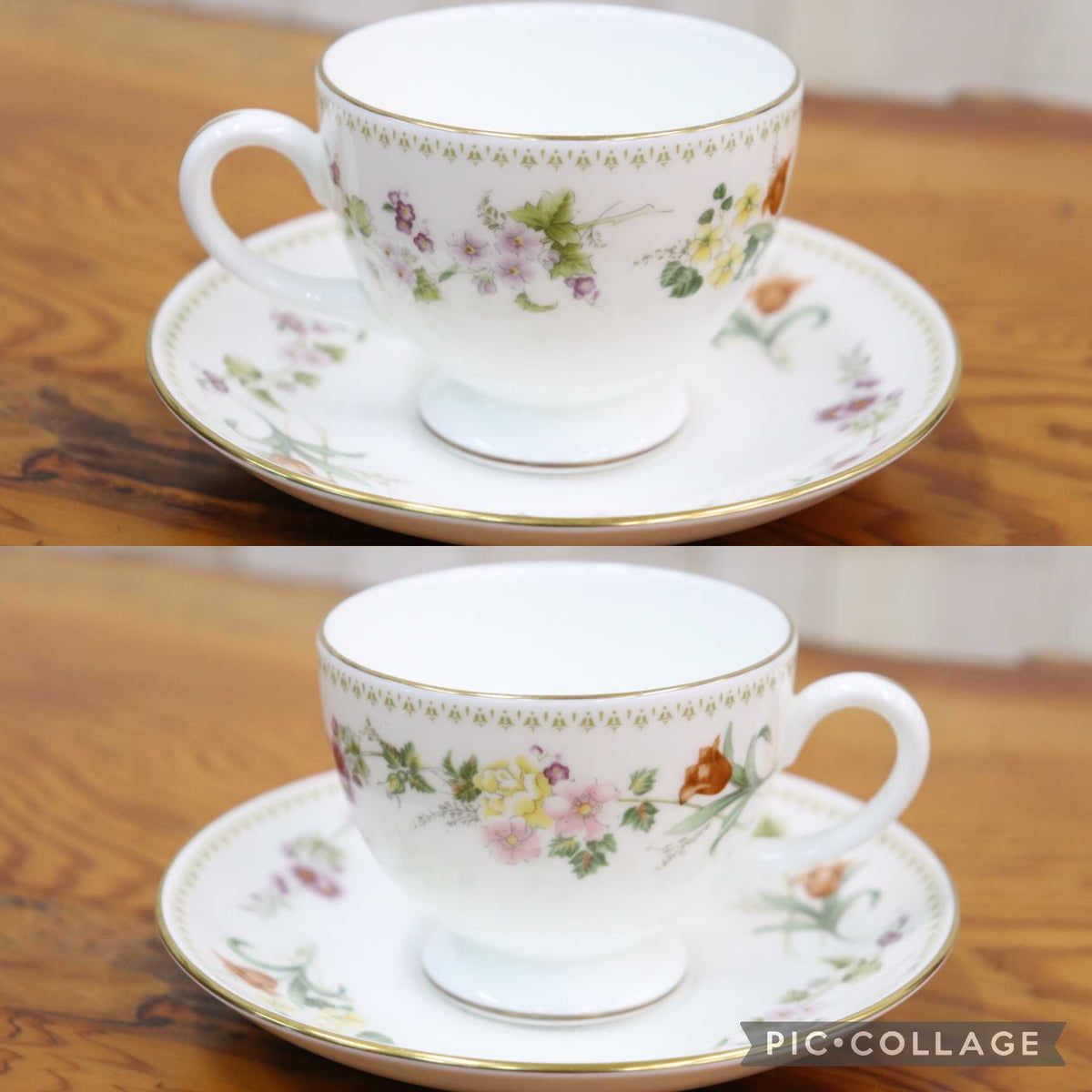 GMJO137M◯WEDGWOOD / ウェッジウッド MIRABELLE ミラベル ティーカップ＆ソーサー 4客セット コーヒーカップ 洋食器 花柄 英国製 廃盤