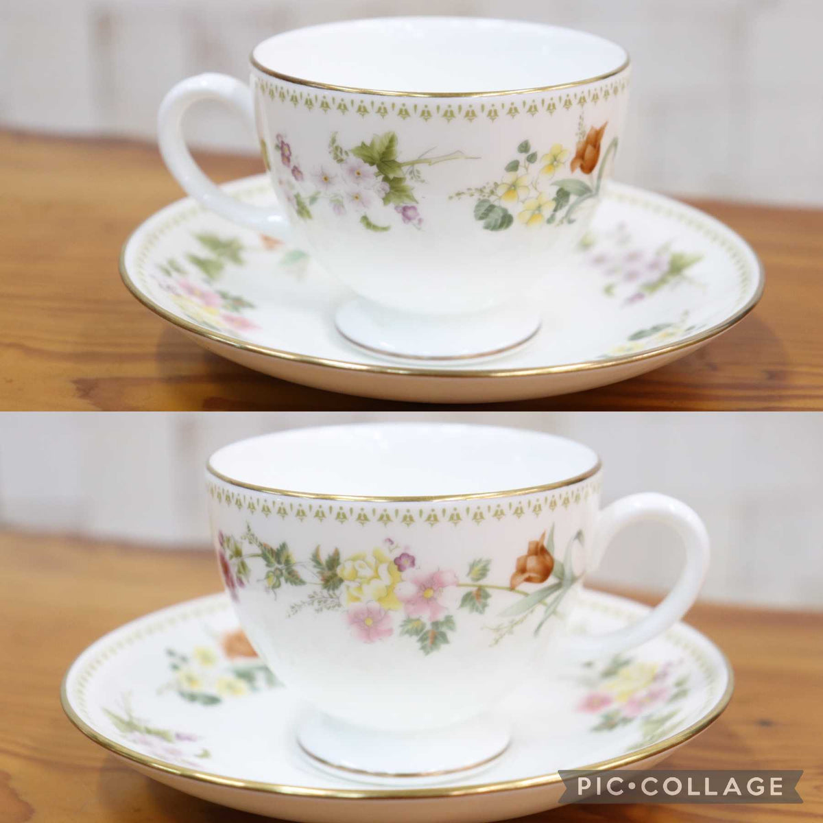 GMJO137M◯WEDGWOOD / ウェッジウッド MIRABELLE ミラベル ティーカップ＆ソーサー 4客セット コーヒーカップ 洋食器 花柄 英国製 廃盤
