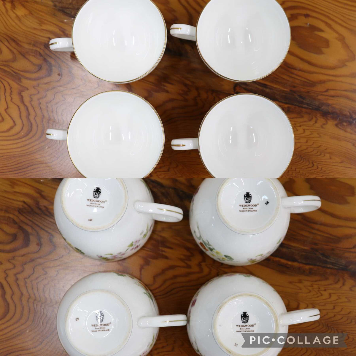 GMJO137M◯WEDGWOOD / ウェッジウッド MIRABELLE ミラベル ティーカップ＆ソーサー 4客セット コーヒーカップ 洋食器 花柄 英国製 廃盤