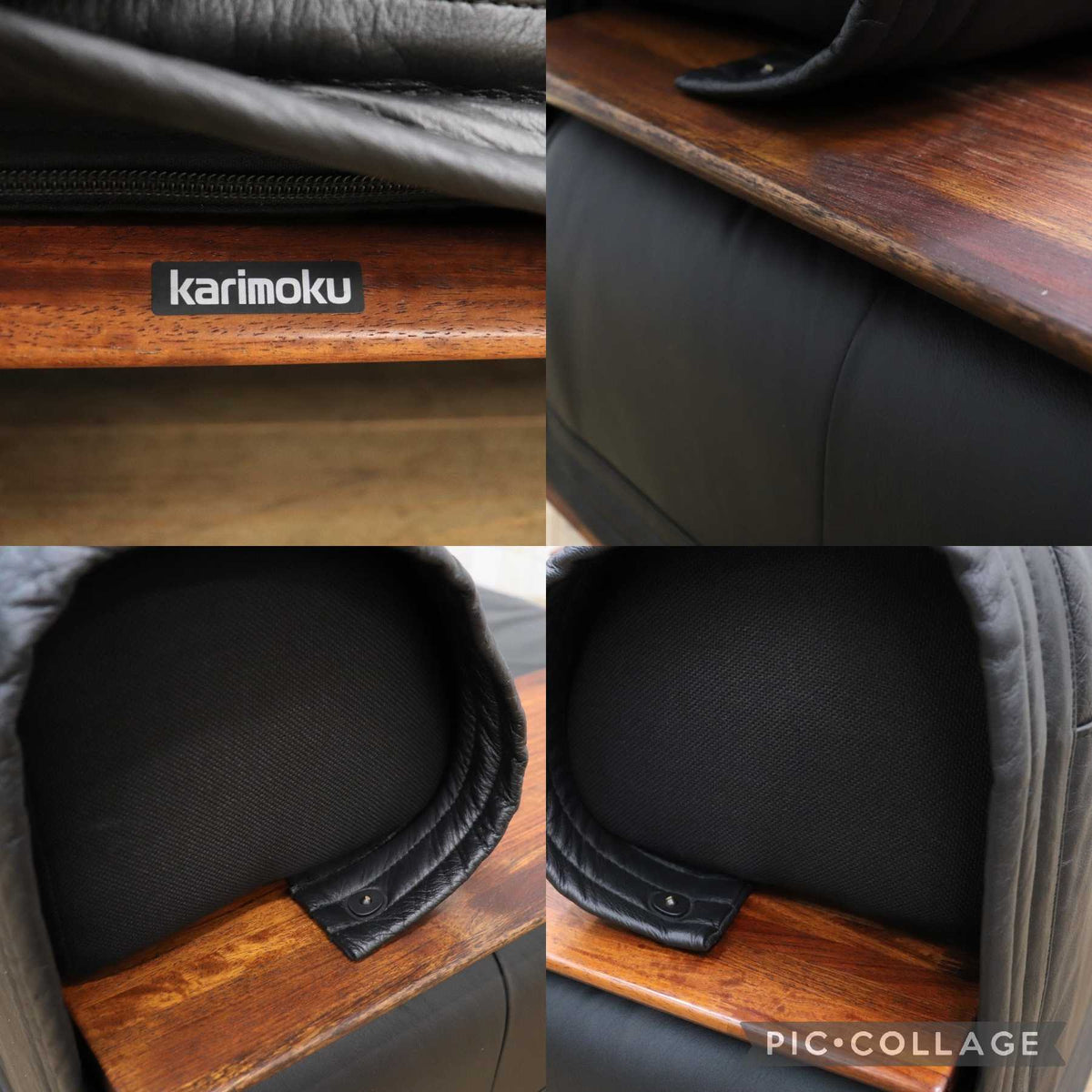 GMJH354D◯karimoku / カリモク vivente ビベンテ 1人掛けソファ シングルソファ 本革 ブラック 花梨材 最高級 応接 定価約40万