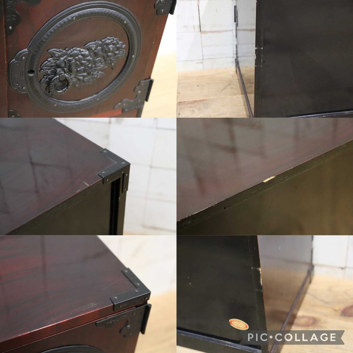 GMJS361G◯仙台箪笥 民芸家具 和箪笥 小箪笥 引出し チェスト 欅 桐材 木地呂塗 牡丹彫金金具 伝統工芸 和モダン 昭和レトロ ヴィンテージ